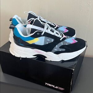 Triple 7 Men's Athletic Shoes - Black, Blue, Yellow, Pink